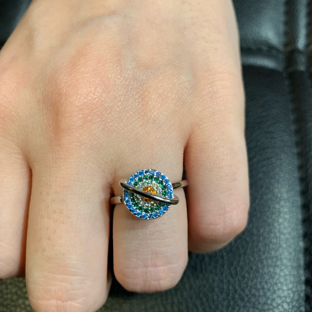 Fashion Jewelry Rotating Planet Zirconium Fidget Ring